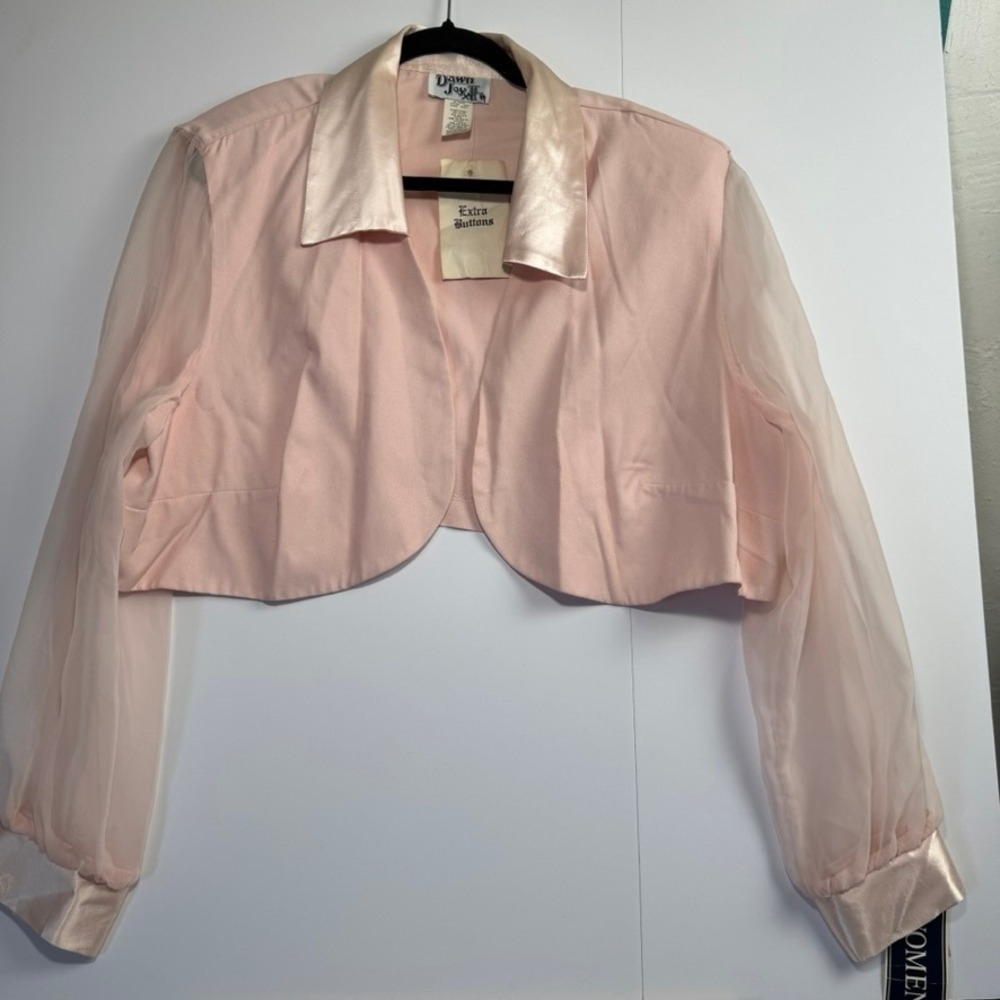 Dawn Joy II Vintage Pink Cropped Bolero Jacket Sheer Long Sleeve Plus Size 24W